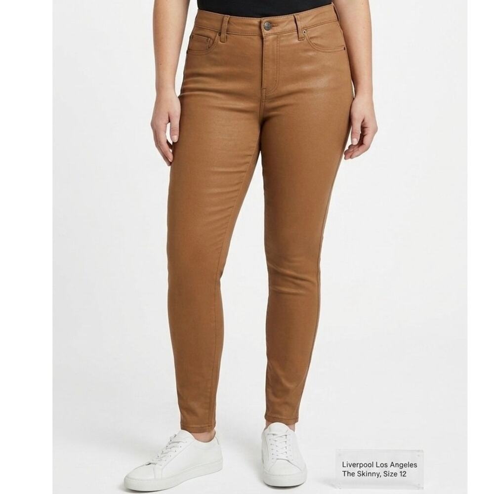 Liverpool Los Angeles The Skinny High-Rise Coated Tuscan Yellow Jeans, Size 12
